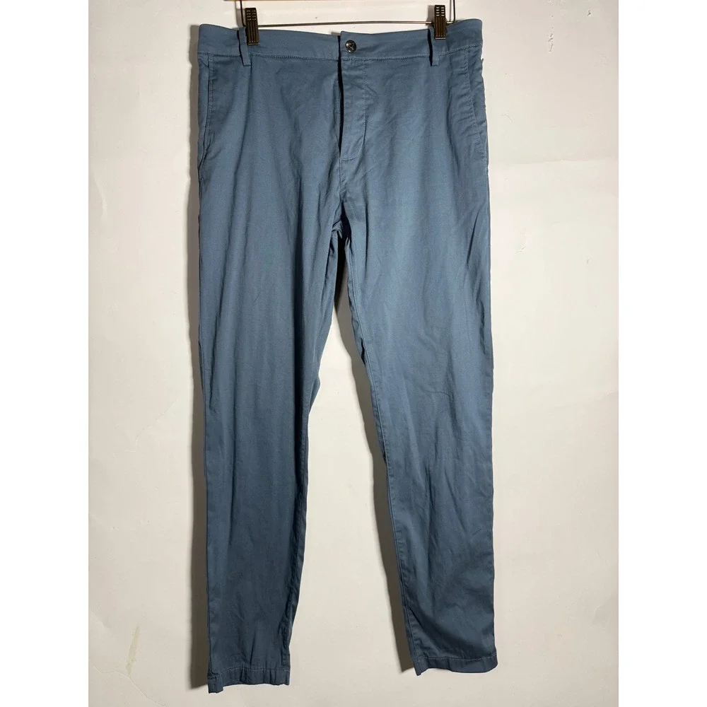 Birddogs Mens Khaki Pants Slate Blue Gray Stretch Chino 32x32 Slim Fit Casual